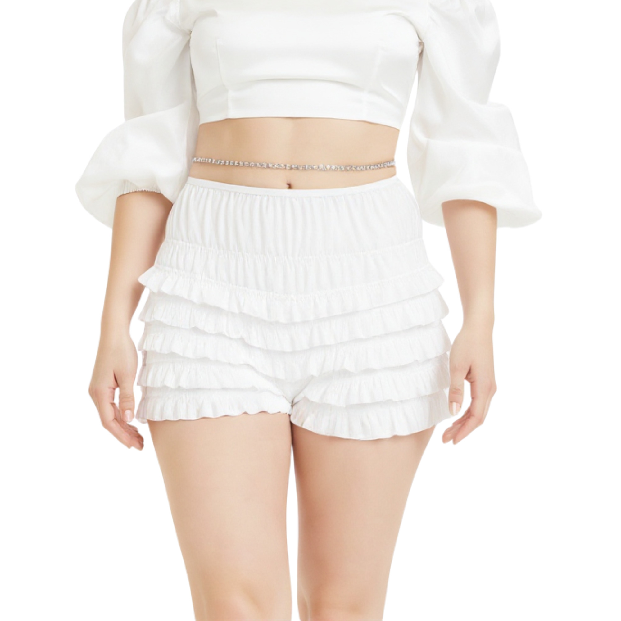 Malco Modes Ruffle Shorts for Women – White Shorts Lace Bloomers, Sexy Ruffle Shorts, Halloween Boy Shorts & Y2K Costumes