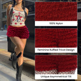 301 Women's Sexy High Waist Ruffled Petti pants-Ruby Red