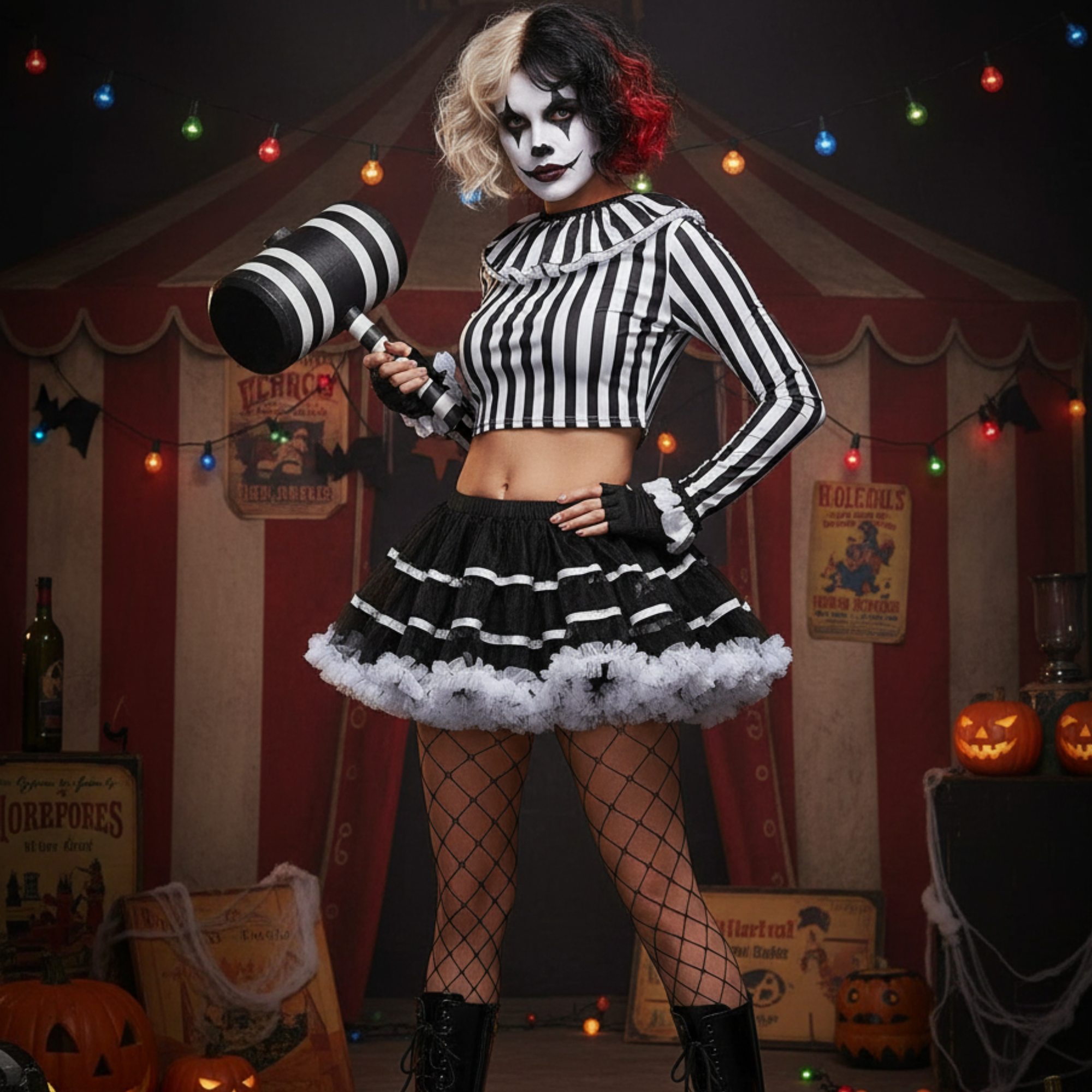 Black & White Fluffy Tutu Mini Skirt – Layered Rave Petticoat for Women | Ballet, Costume, Halloween & Festival Skirt