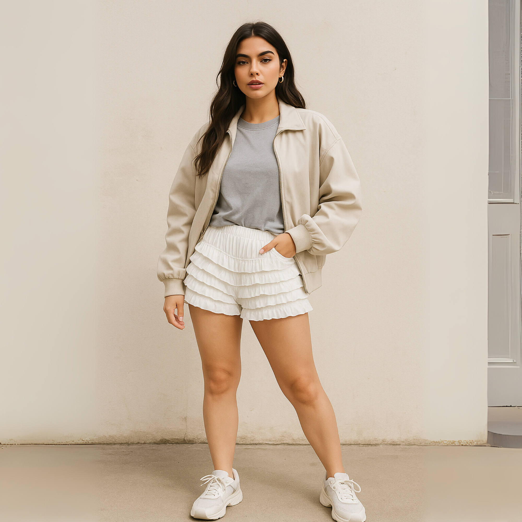 Malco Modes Ruffle Shorts for Women –Ivory Bloomers, Lace Bloomers, Sexy Ruffle Shorts, Halloween Boy Shorts & Y2K Costumes