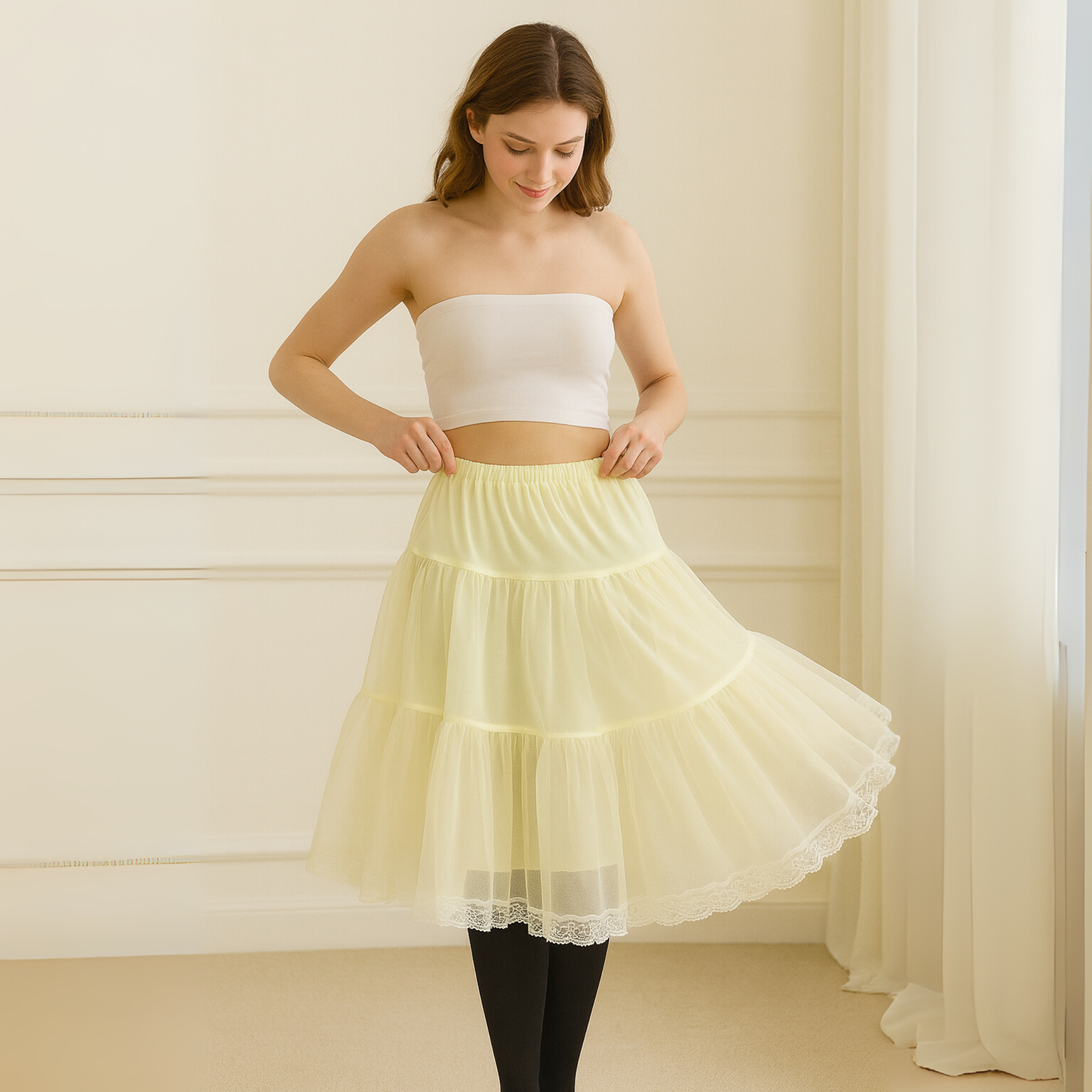 Cosette White Petticoat for Women, Crinoline Underskirt, Halloween Costume