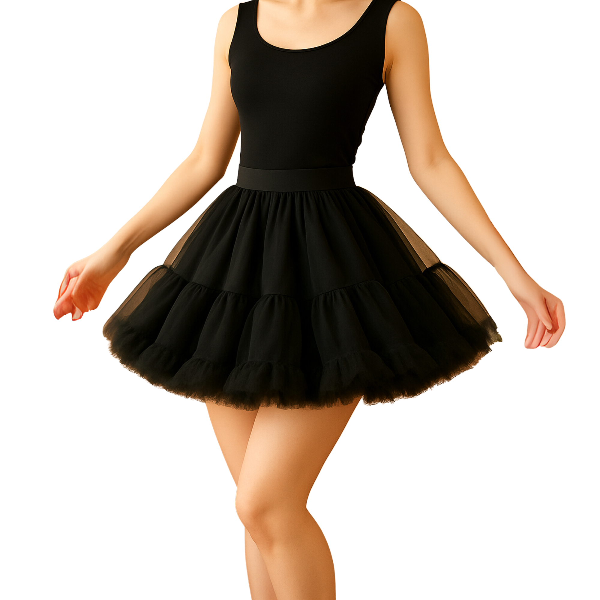 Halloween Black Tutu Skirt for Women – 5 Layer Puffy Crinoline, Witch Fairy Vampire Costume Petticoat, Cosplay & Dance Outfit