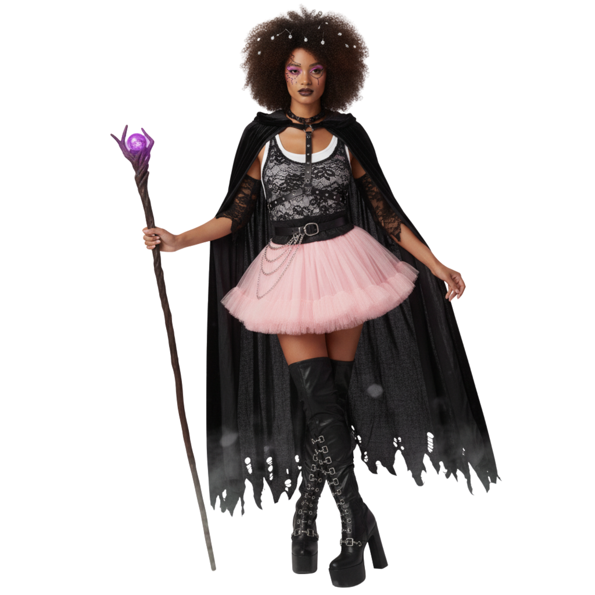 Halloween Pink Tutu Skirt for Women – 5 Layer Puffy Crinoline, Witch Fairy Vampire Costume Petticoat, Cosplay & Dance Outfit