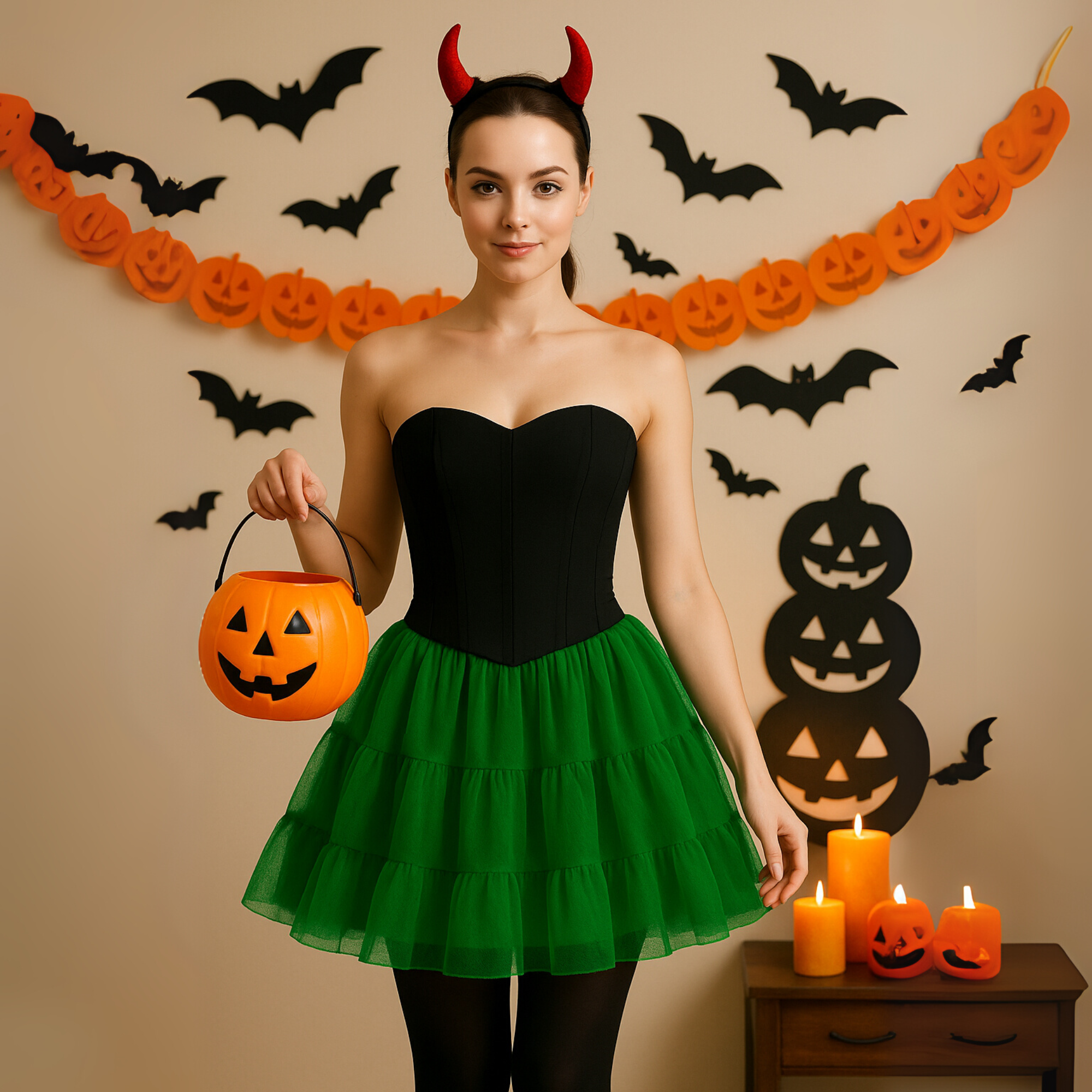 Halloween Petticoat Skirt – Fluffy Knee-Length Costume, Cosplay Costume Crinoline