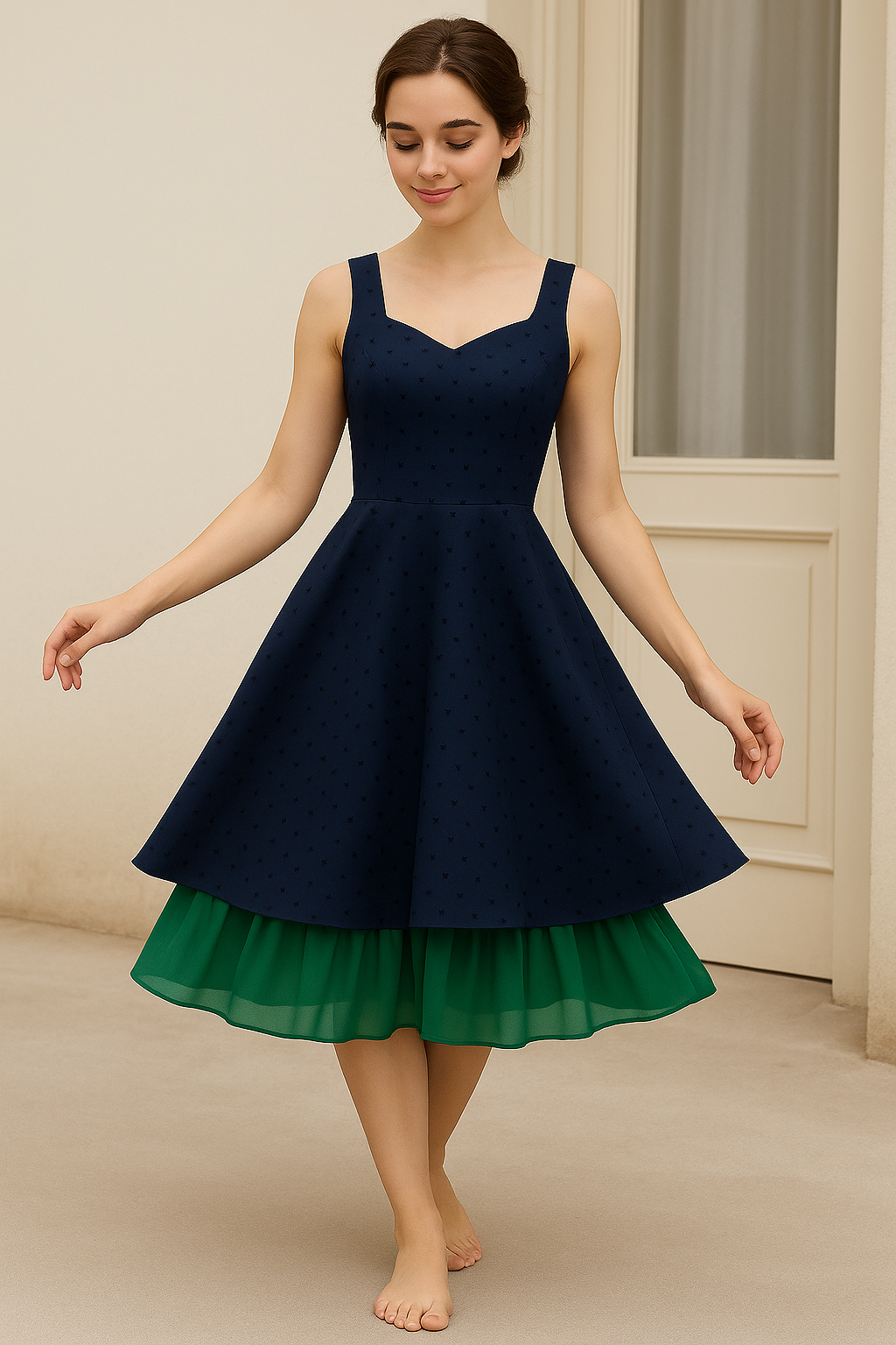 Malco Modes Tea-Length Green Petticoat Skirt – Vintage 50s Crinoline Underskirt for Dresses, Weddings & Halloween Costumes