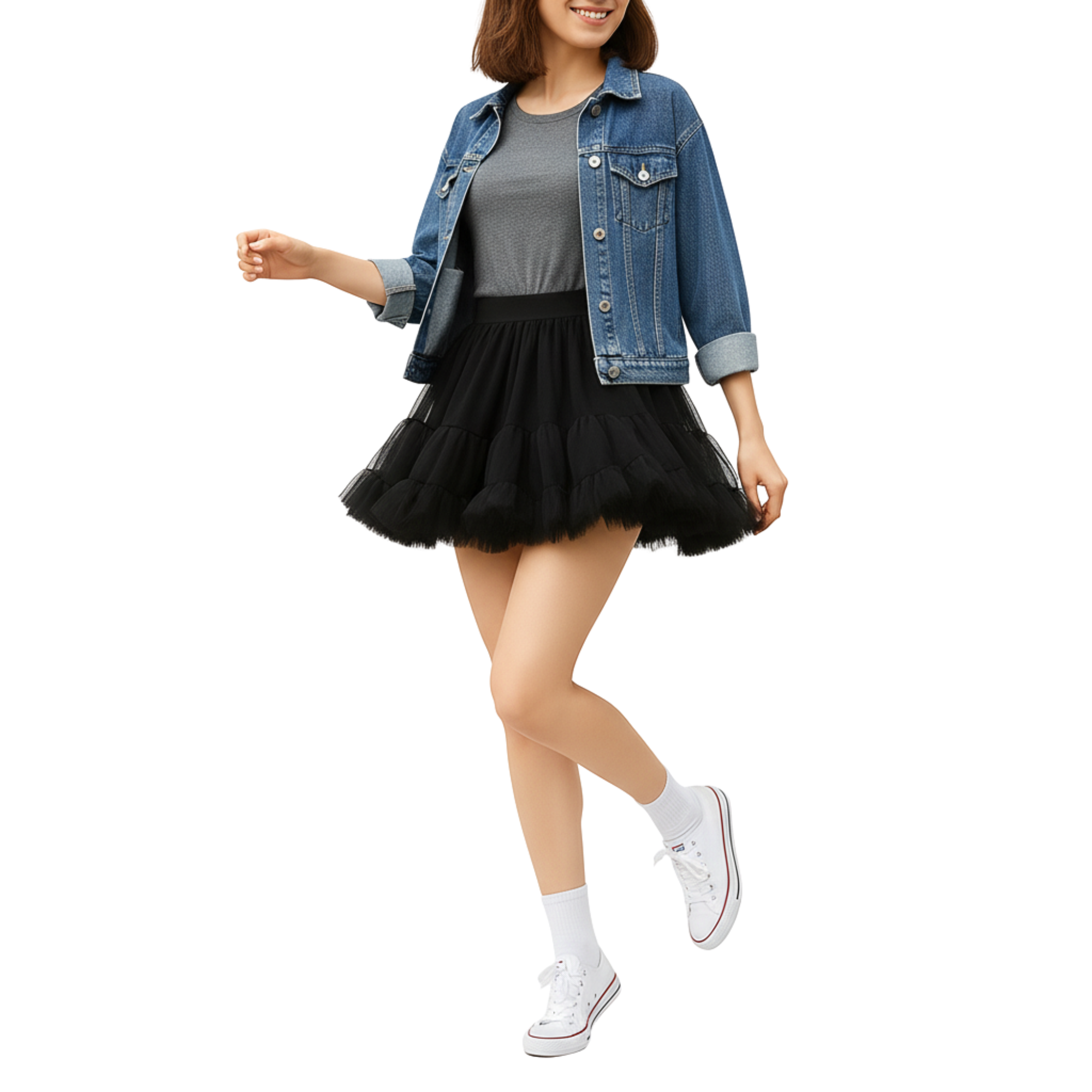 Halloween Black Tutu Skirt for Women – 5 Layer Puffy Crinoline, Witch Fairy Vampire Costume Petticoat, Cosplay & Dance Outfit