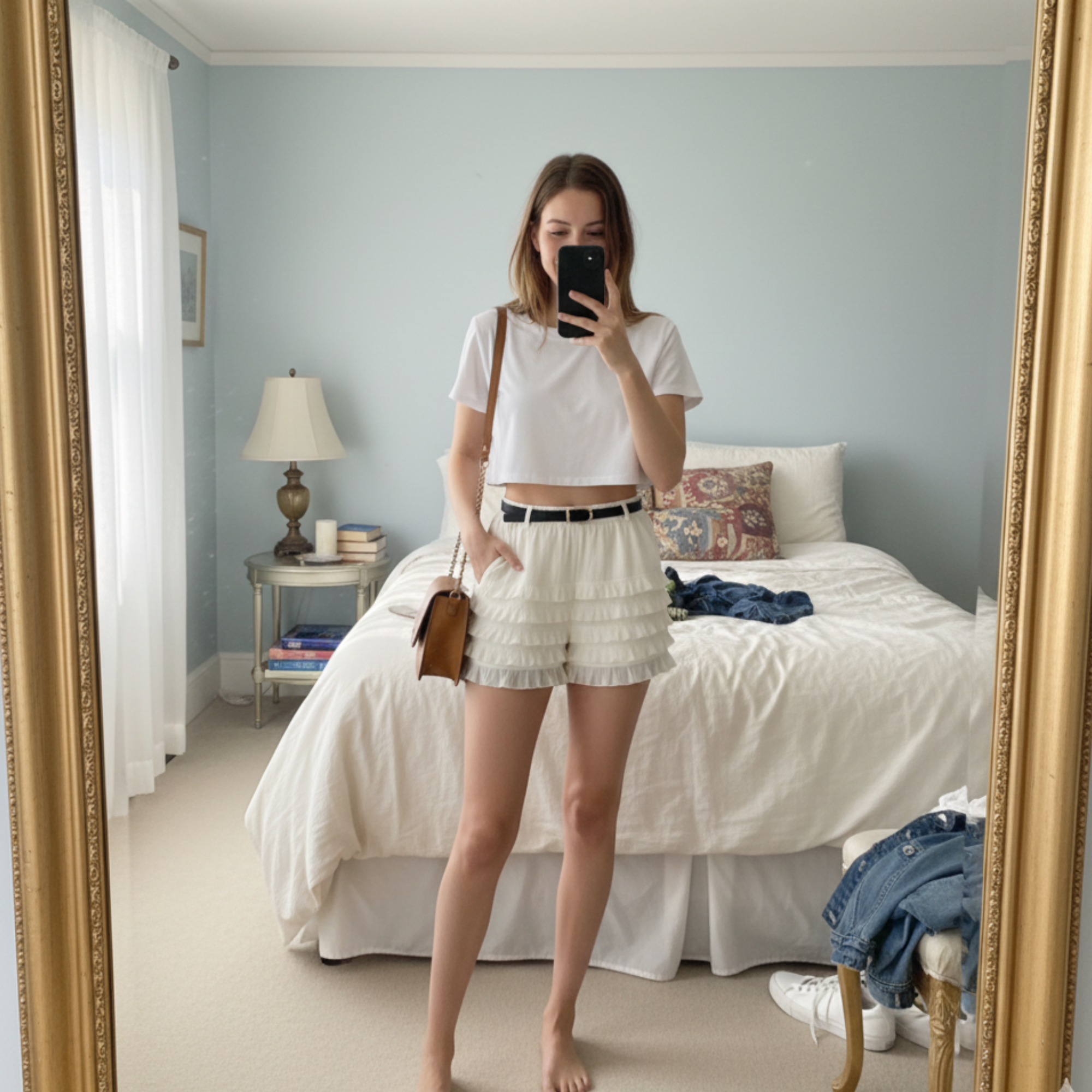 Malco Modes Ruffle Shorts for Women –Ivory Bloomers, Lace Bloomers, Sexy Ruffle Shorts, Halloween Boy Shorts & Y2K Costumes