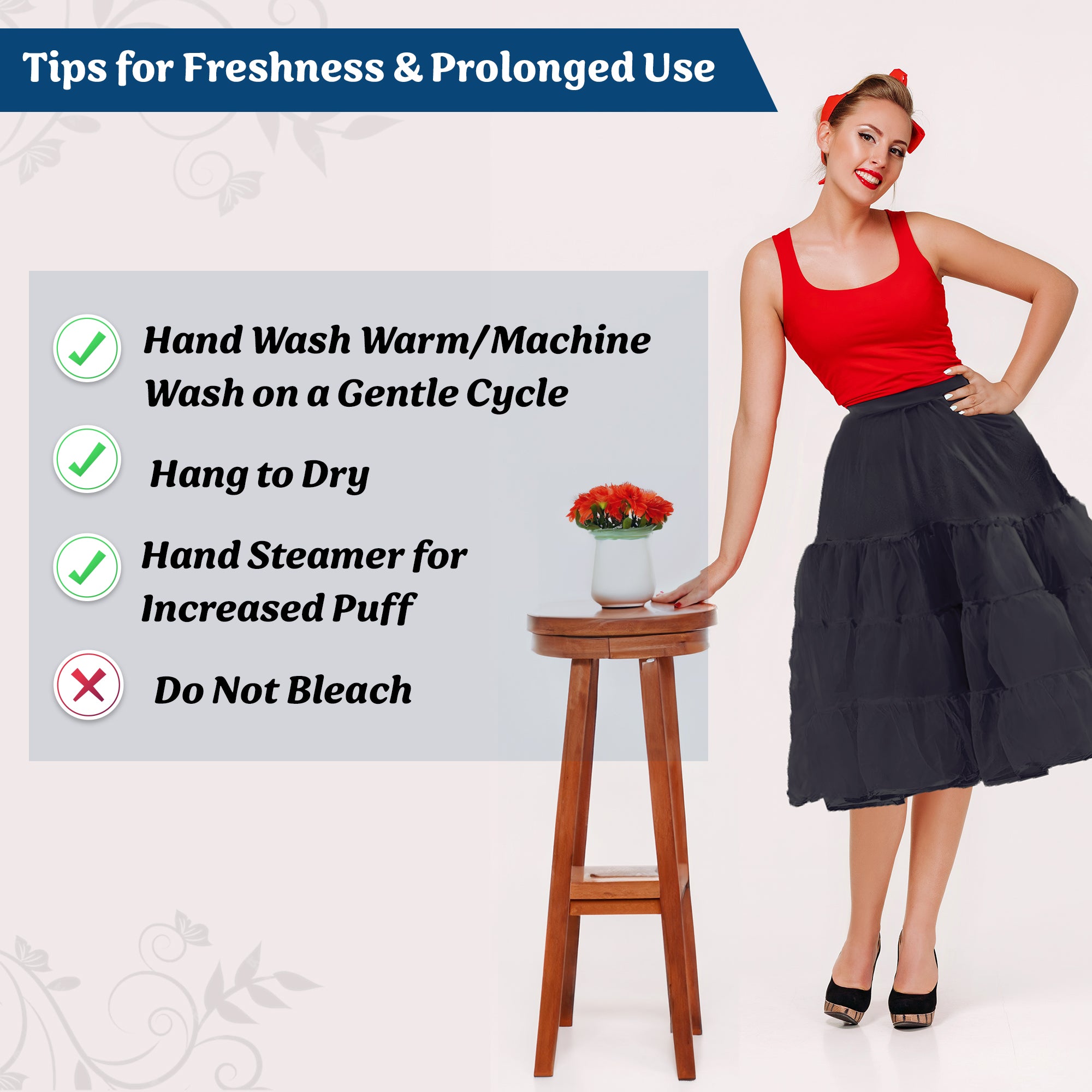 Malco Modes Tea-Length Black Petticoat Skirt – Vintage 50s Crinoline Underskirt for Dresses, Weddings & Halloween Costumes