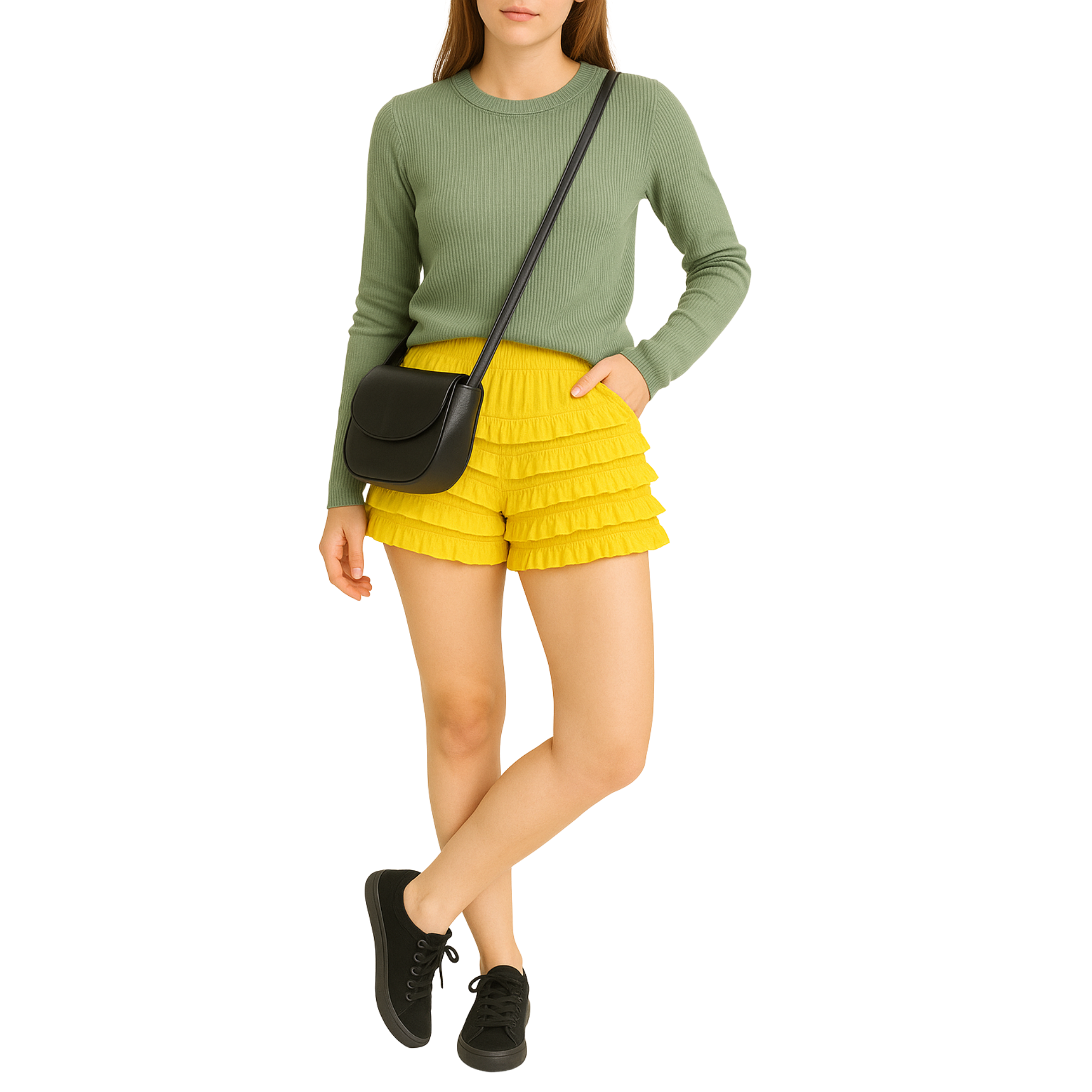 Malco Modes Ruffle Shorts for Women –Yellow Bloomers, Halloween Costume, Lace Bloomers, Sexy Ruffle Shorts & Y2K Costumes
