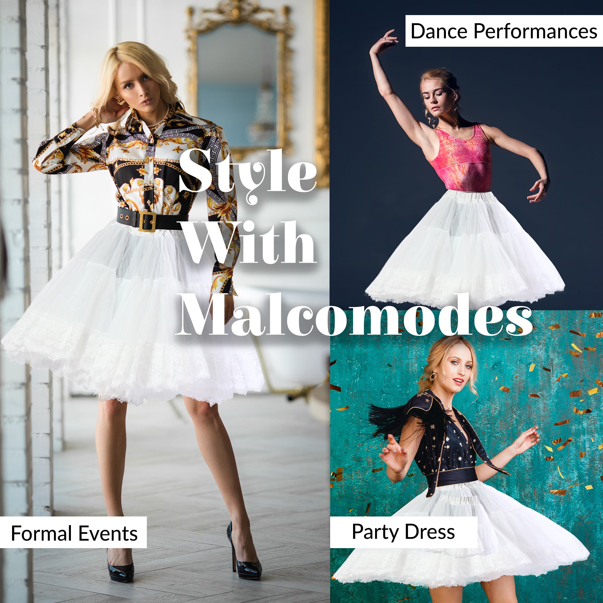 Zooey Luxury Chiffon Adult Petticoat Slip-White