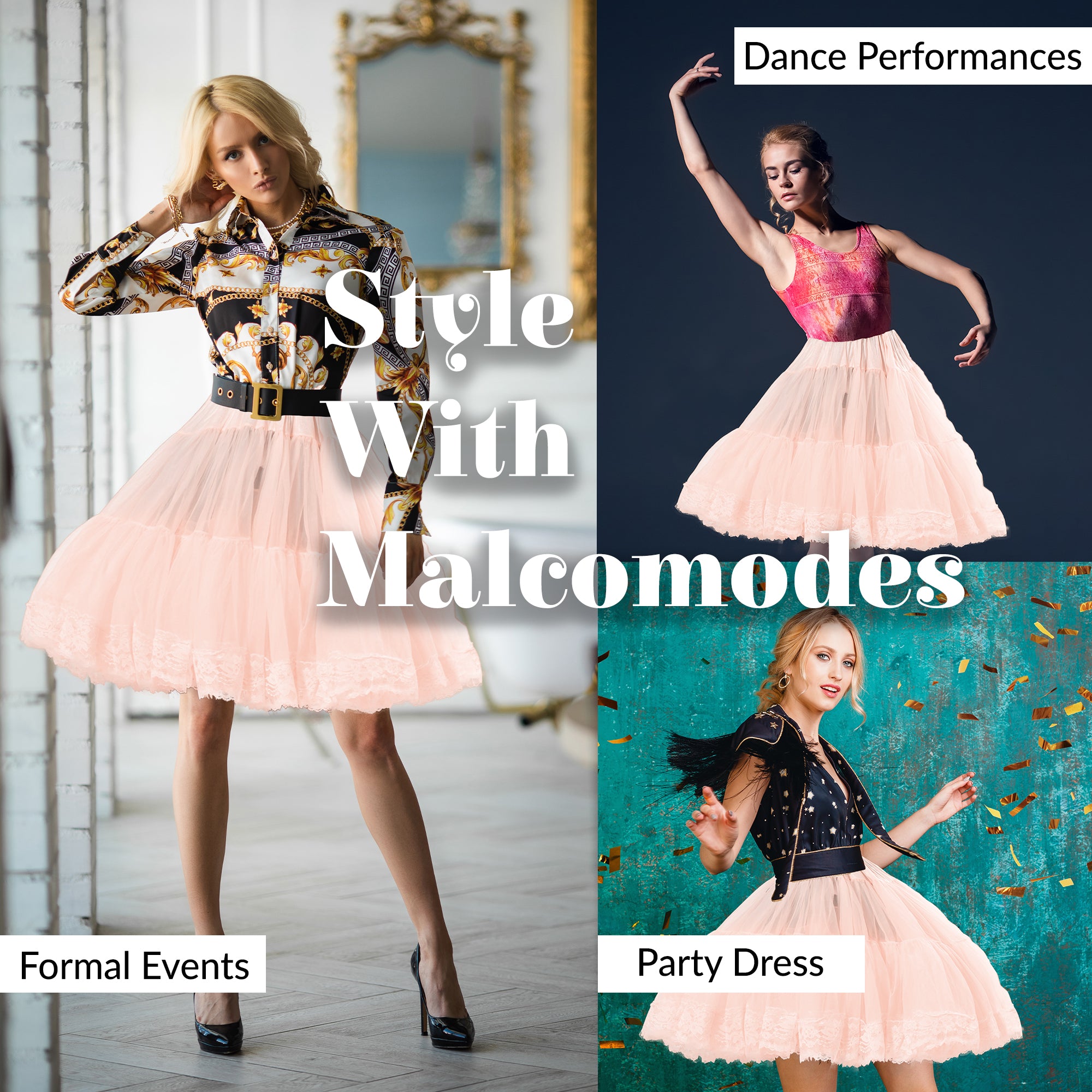 Zooey Luxury Chiffon Adult Petticoat Slip-Peach