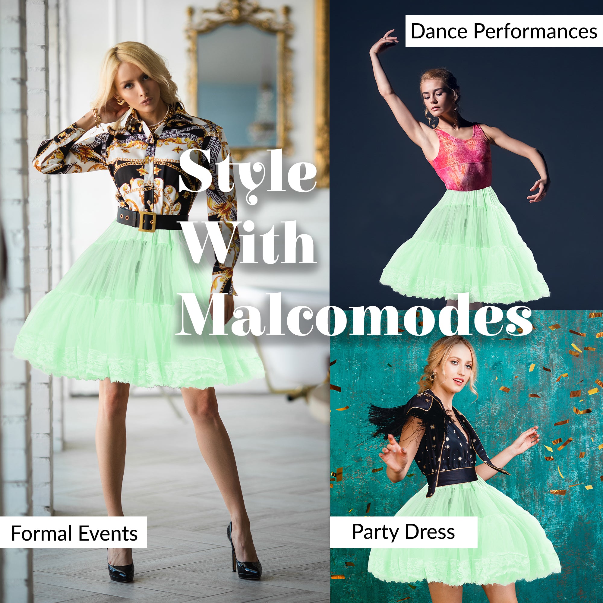 Zooey Luxury Chiffon Adult Petticoat Slip-Mint