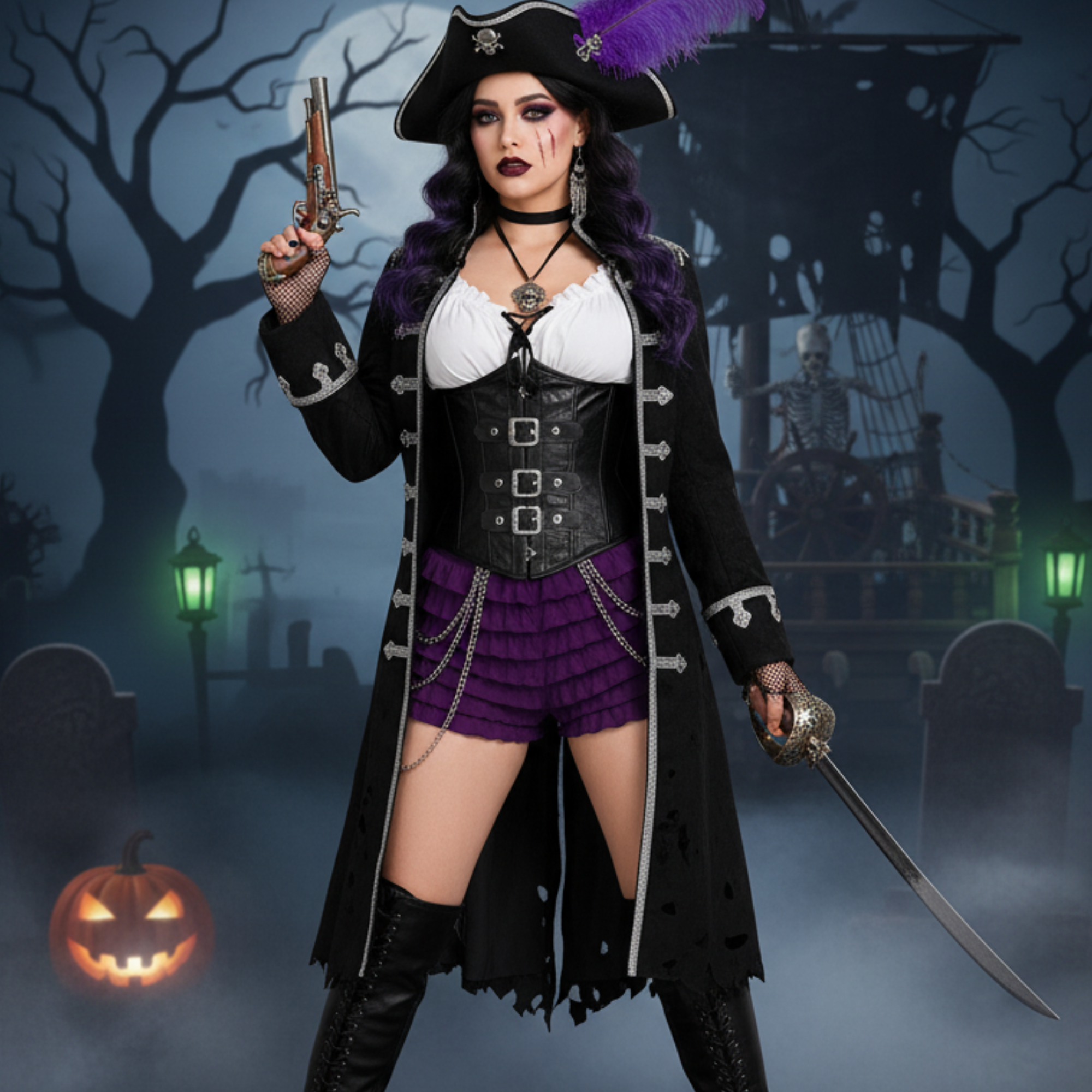 Purple Lace Ruffle Pettipant for Women – Halloween Costume Shorts, Y2K Ruffle Bloomers, Cosplay & Festival Dance Bottoms