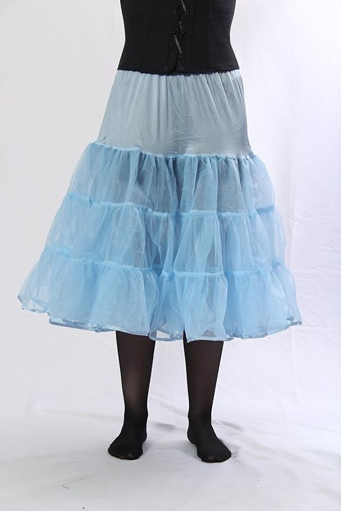 Malco Modes Tea-Length Light Blue Petticoat Skirt – Vintage 50s Crinoline Underskirt for Dresses, Weddings & Halloween Costumes