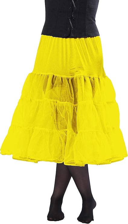 Malco Modes Tea-Length Yellow Petticoat Skirt – Vintage 50s Crinoline Underskirt for Dresses, Weddings & Halloween Costumes