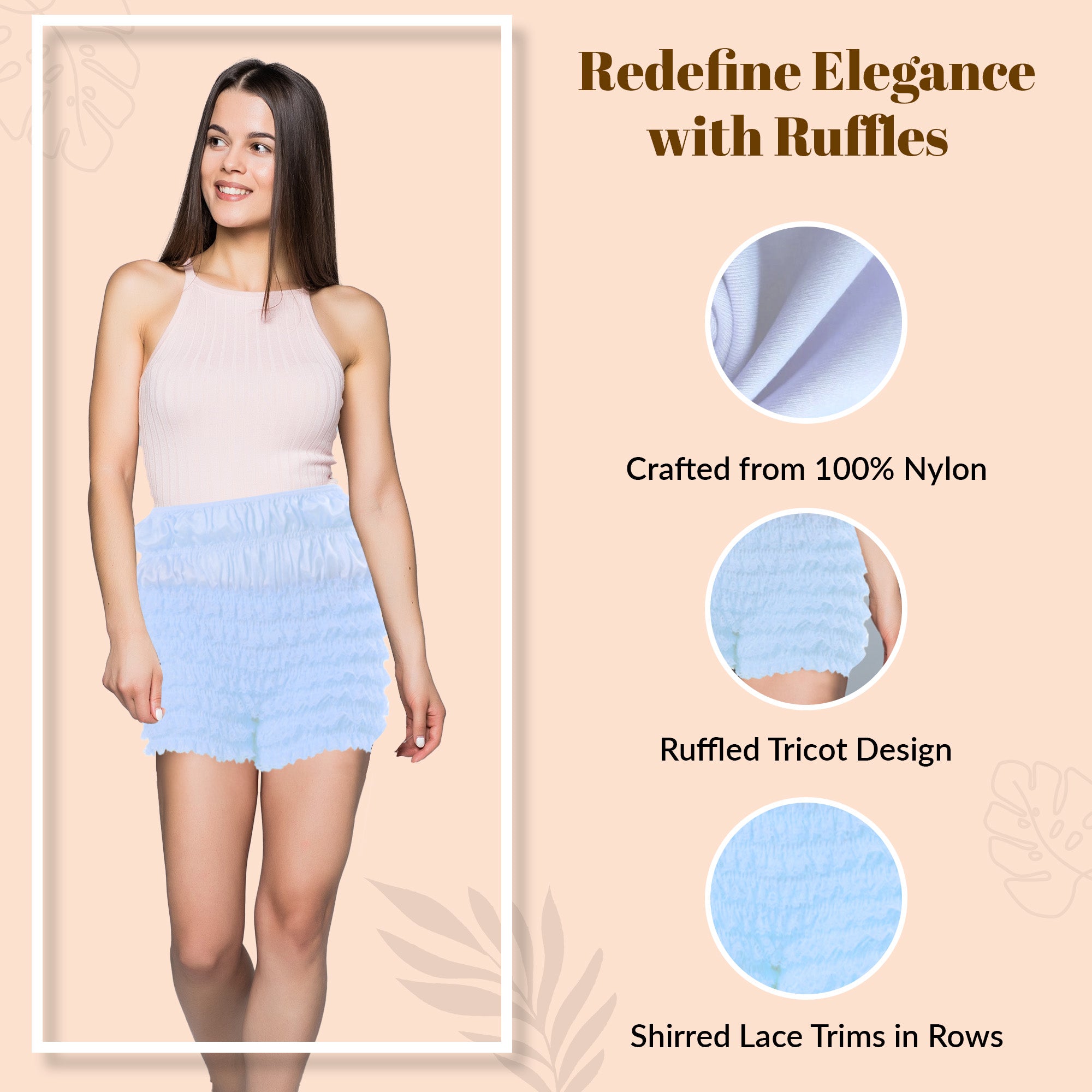 N20 Women's Sexy High Waist Ruffled Petti pants-Light Blue