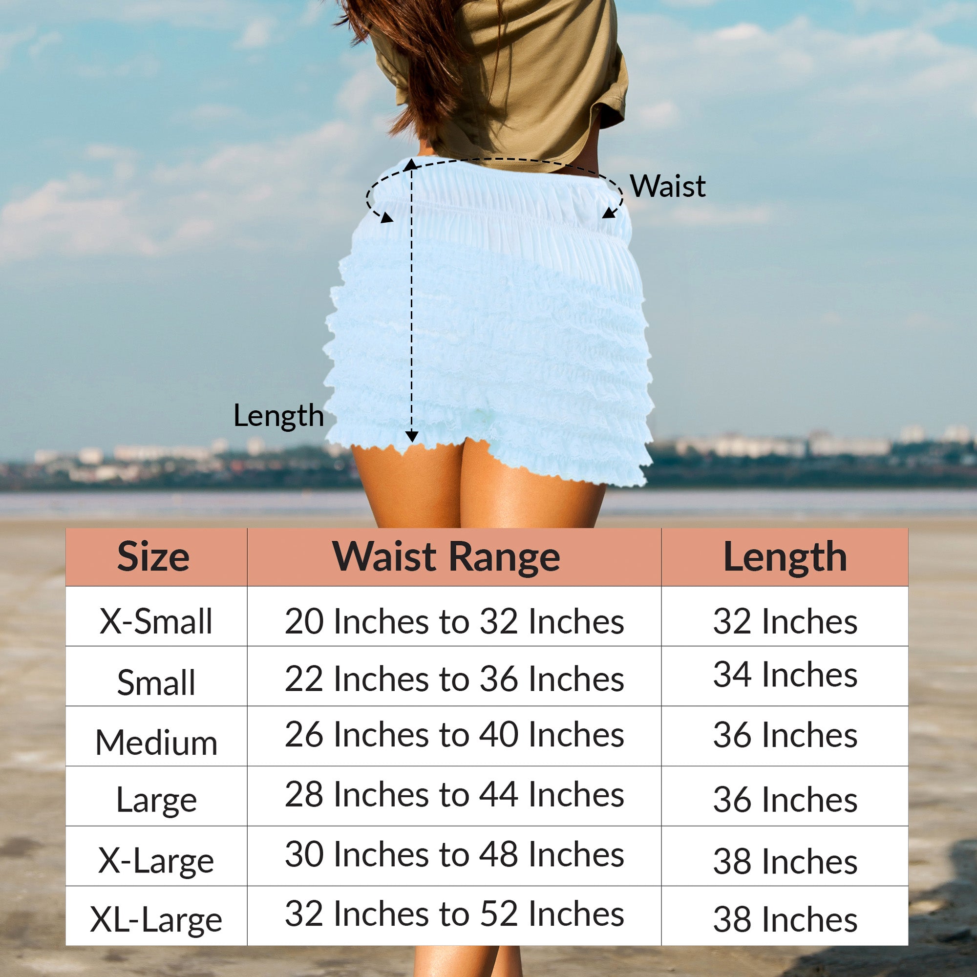 N20 Women's Sexy High Waist Ruffled Petti pants-Light Blue