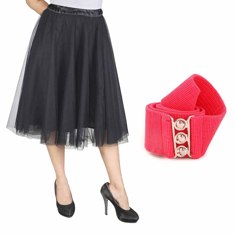 [product_type] Vintage Tulle Skirt and Fashion Belt Combo for Women malcomodes-biz.myshopify.com