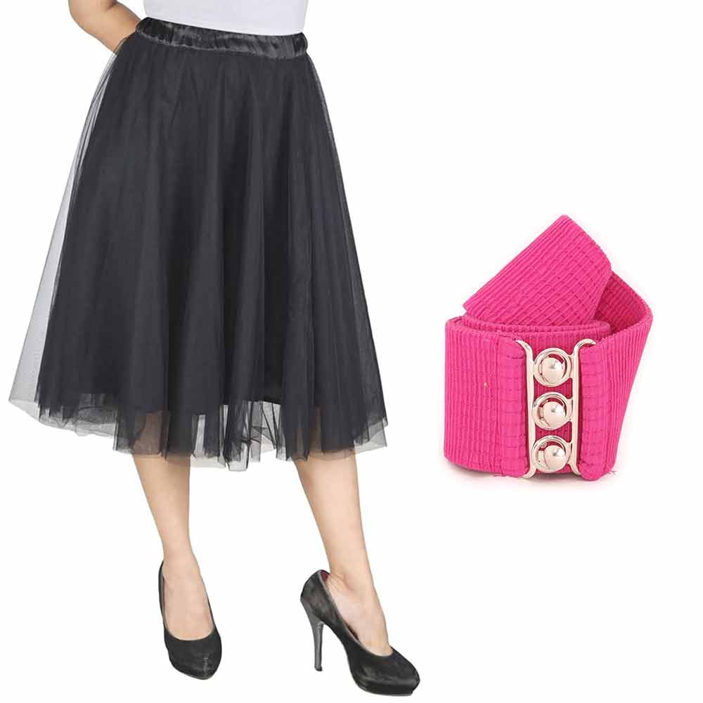 [product_type] Vintage Tulle Skirt and Fashion Belt Combo for Women malcomodes-biz.myshopify.com