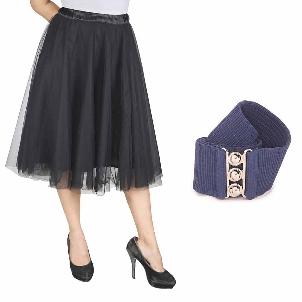 [product_type] Vintage Tulle Skirt and Fashion Belt Combo for Women malcomodes-biz.myshopify.com