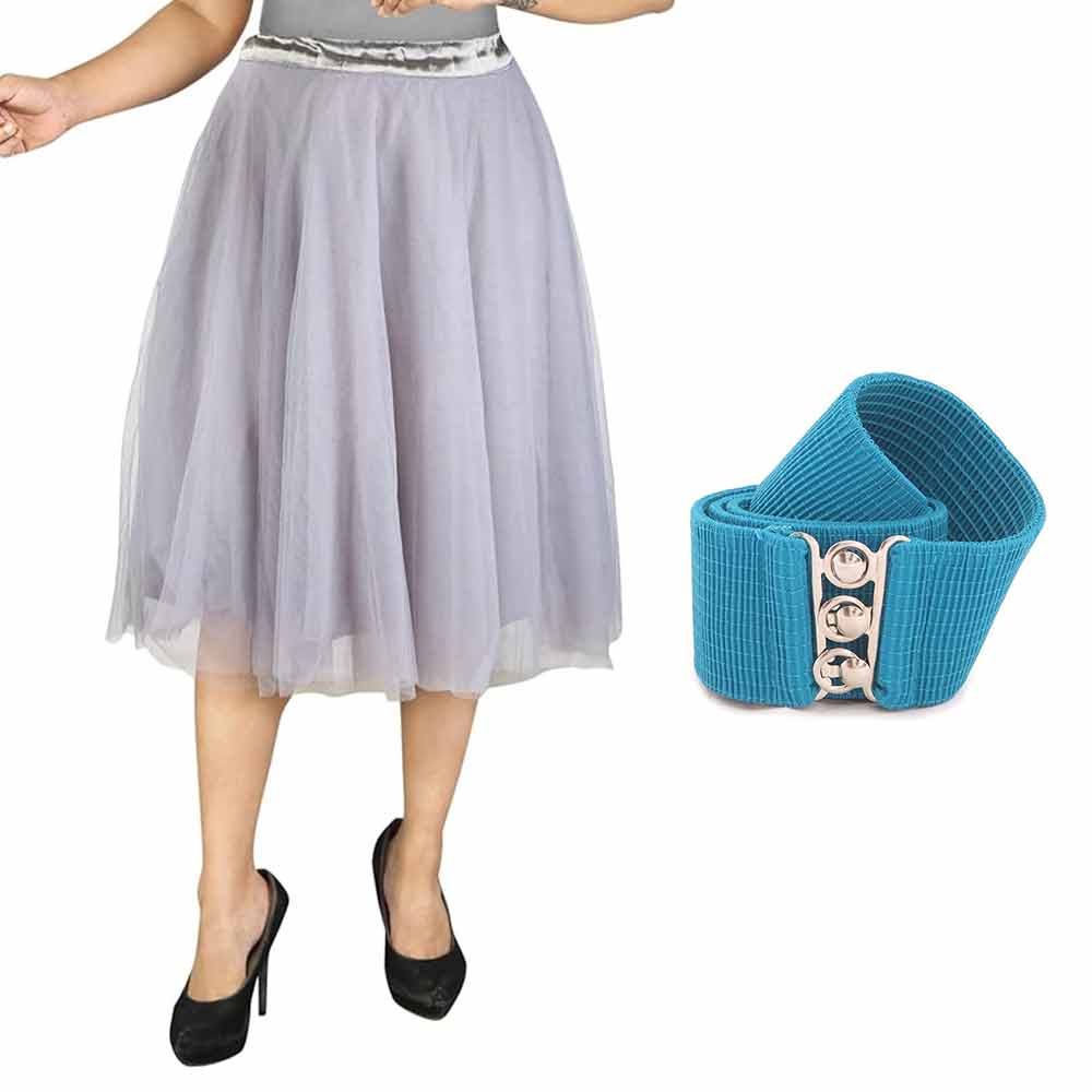 Vintage Tulle Skirt and Fashion Belt Combo for Women