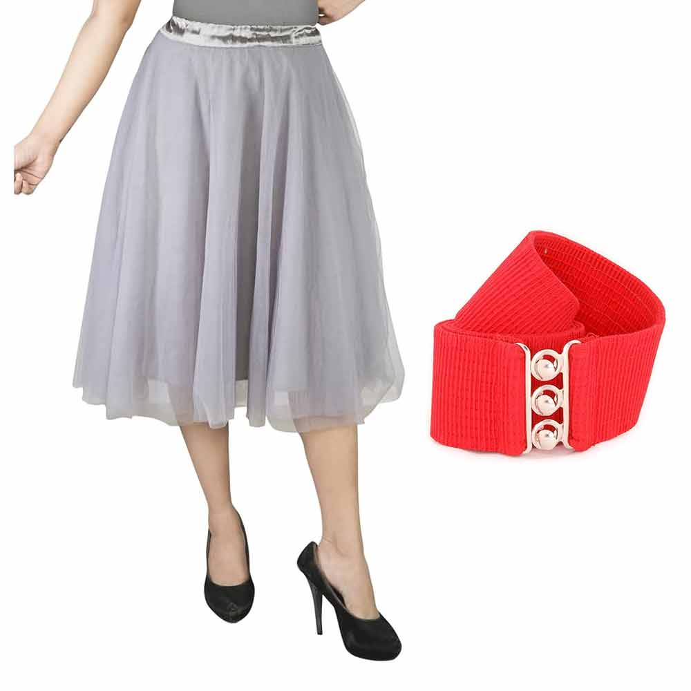 [product_type] Vintage Tulle Skirt and Fashion Belt Combo for Women malcomodes-biz.myshopify.com
