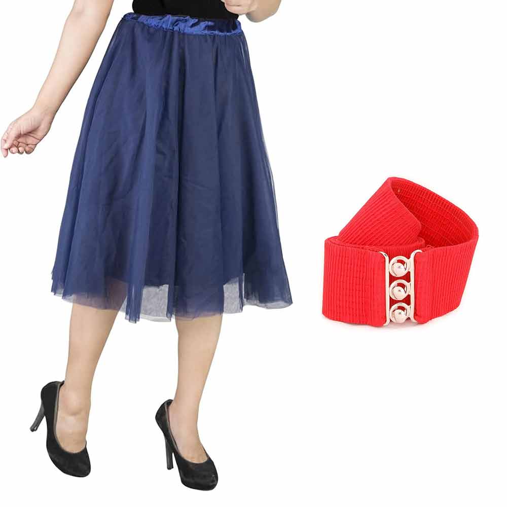 [product_type] Vintage Tulle Skirt and Fashion Belt Combo for Women malcomodes-biz.myshopify.com