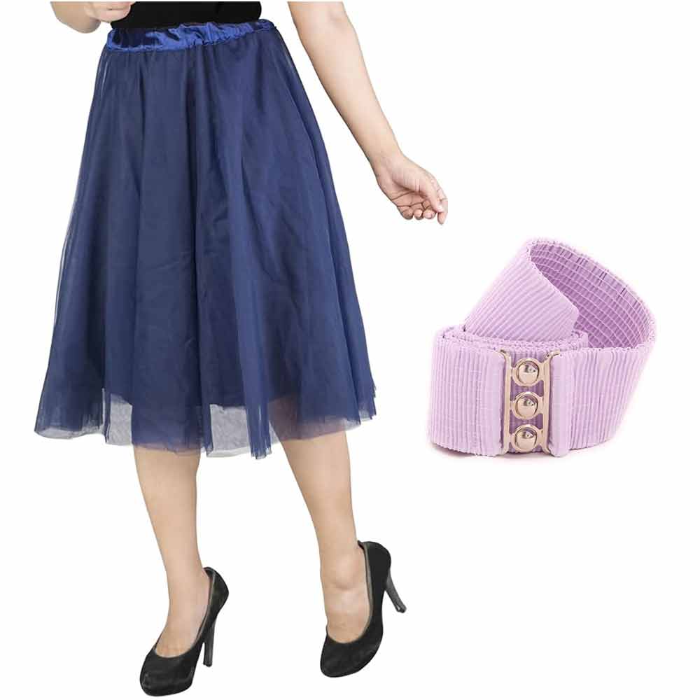 [product_type] Vintage Tulle Skirt and Fashion Belt Combo for Women malcomodes-biz.myshopify.com