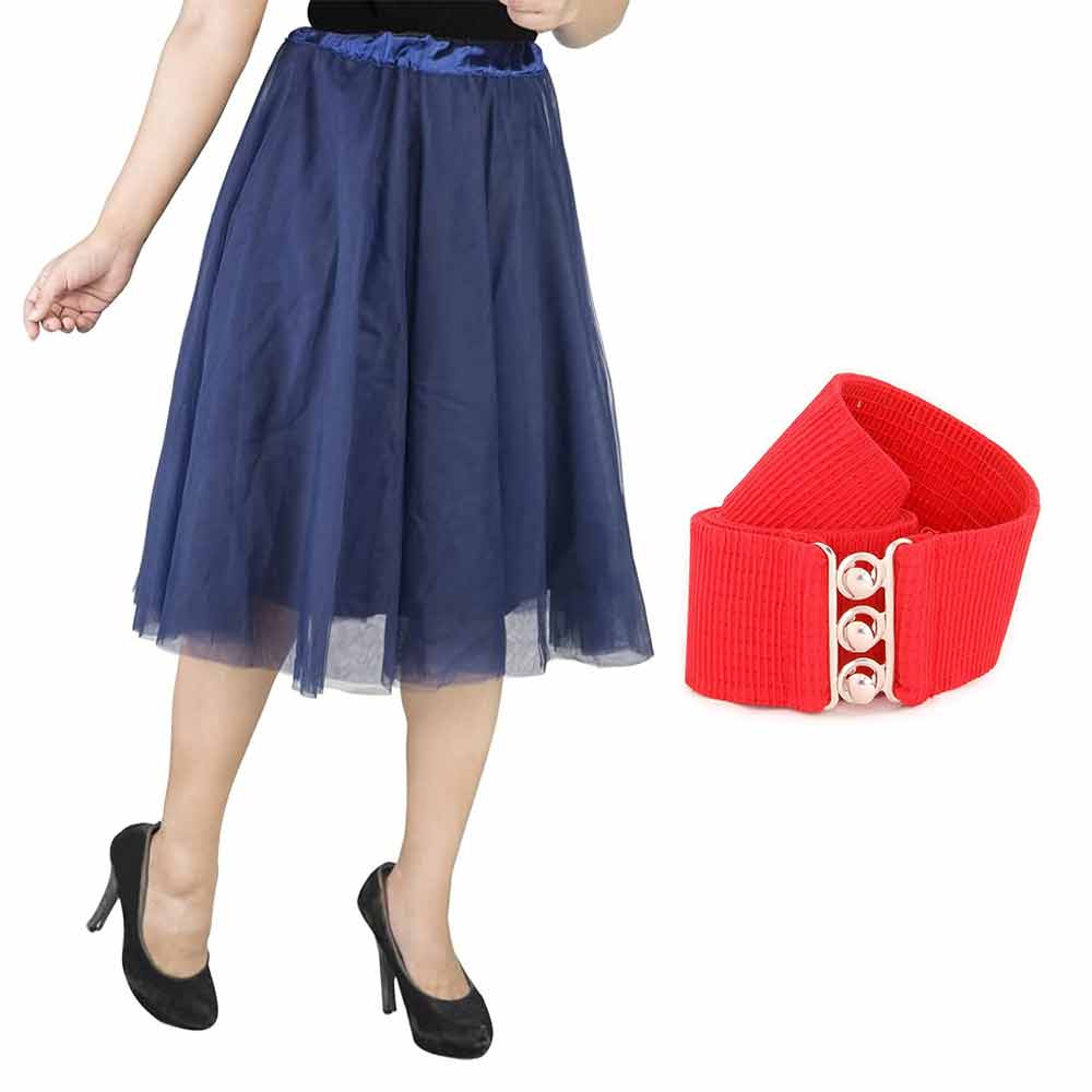 [product_type] Vintage Tulle Skirt and Fashion Belt Combo for Women malcomodes-biz.myshopify.com