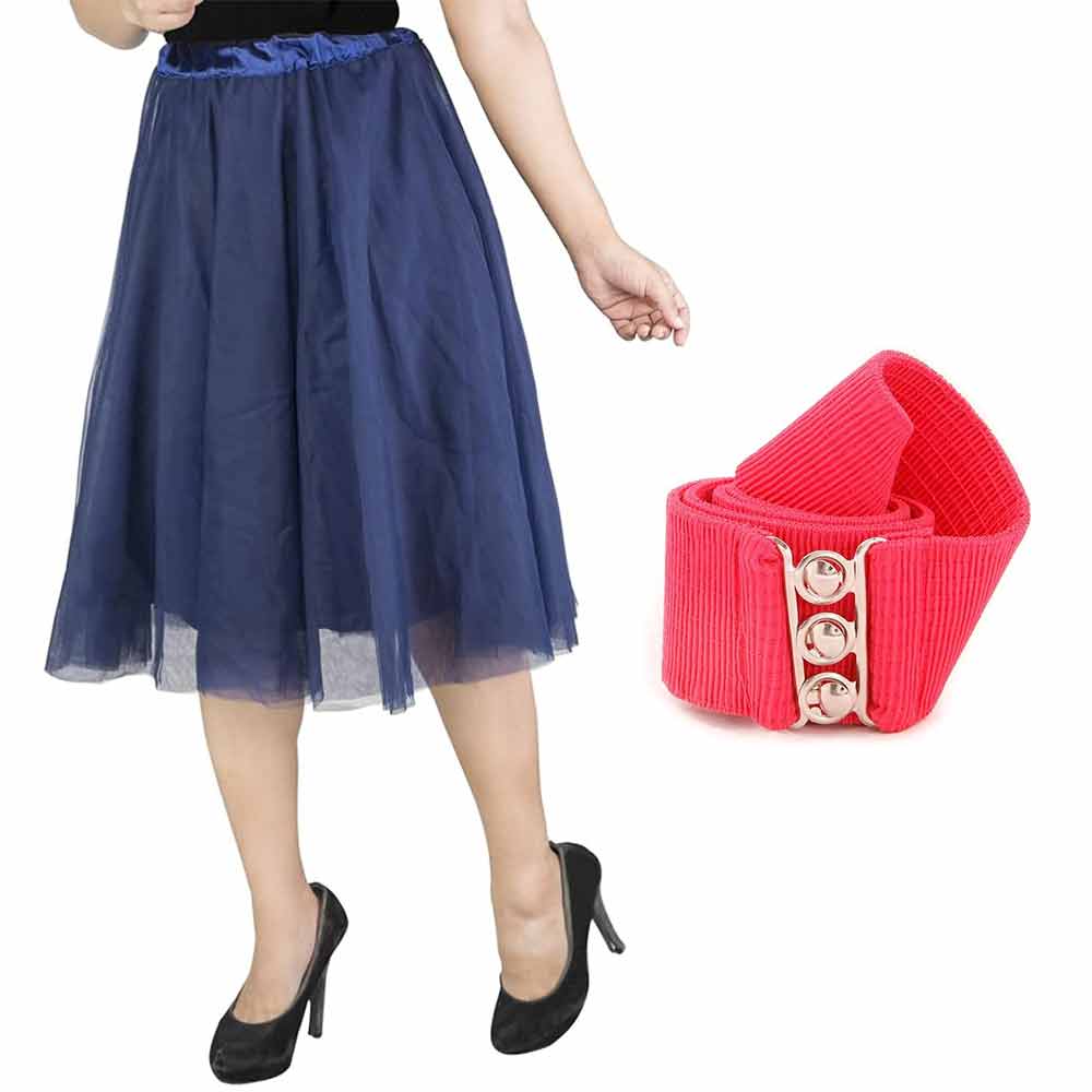 [product_type] Vintage Tulle Skirt and Fashion Belt Combo for Women malcomodes-biz.myshopify.com