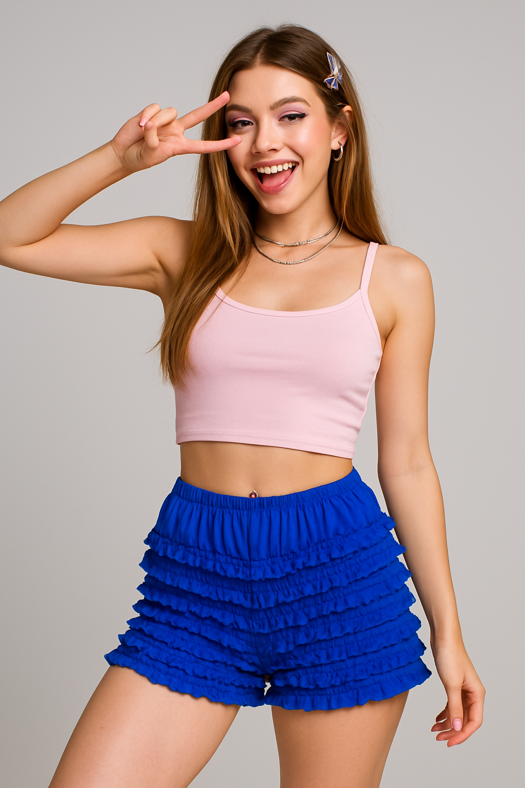 Malco Modes Ruffle Shorts for Women – Royal Blue Bloomers, Lace Bloomers, Sexy Ruffle Shorts, Halloween Boy Shorts & Y2K Costumes