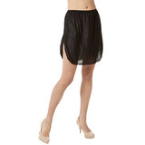 18 Inch Luxury Double Slit Half Slip Underskirt Nylon w/Lace - Black Underwear Slips