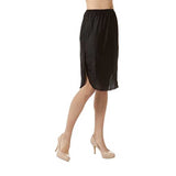Luxury 26 in Double Slit Half Slip Nylon Underskirt with Lace-Black