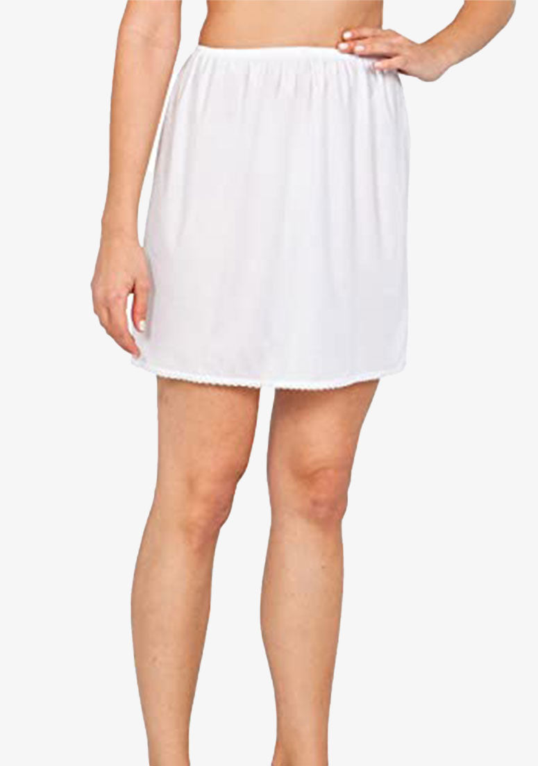 Luxury No Slit Half Slip Underskirt 16 18 20  100% Nylon w/Lace - White