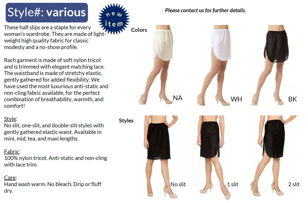 Slips Women's 24 in Half Slip with Vintage Nylon Lace-Black malcomodes-biz.myshopify.com