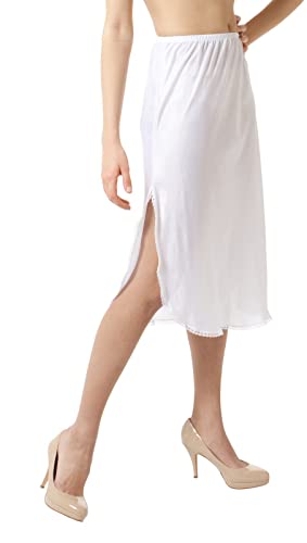 Slips Women's 28 in Half Slip with Vintage Nylon Lace-White malcomodes-biz.myshopify.com
