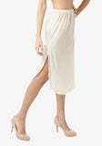 Luxury 30 in Double Slit Half Slip Nylon Underskirt with Lace-Nude