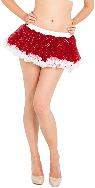 Laye Sparkly Shimmer Tulle Costume Petticoat Tutu Skirt - Red