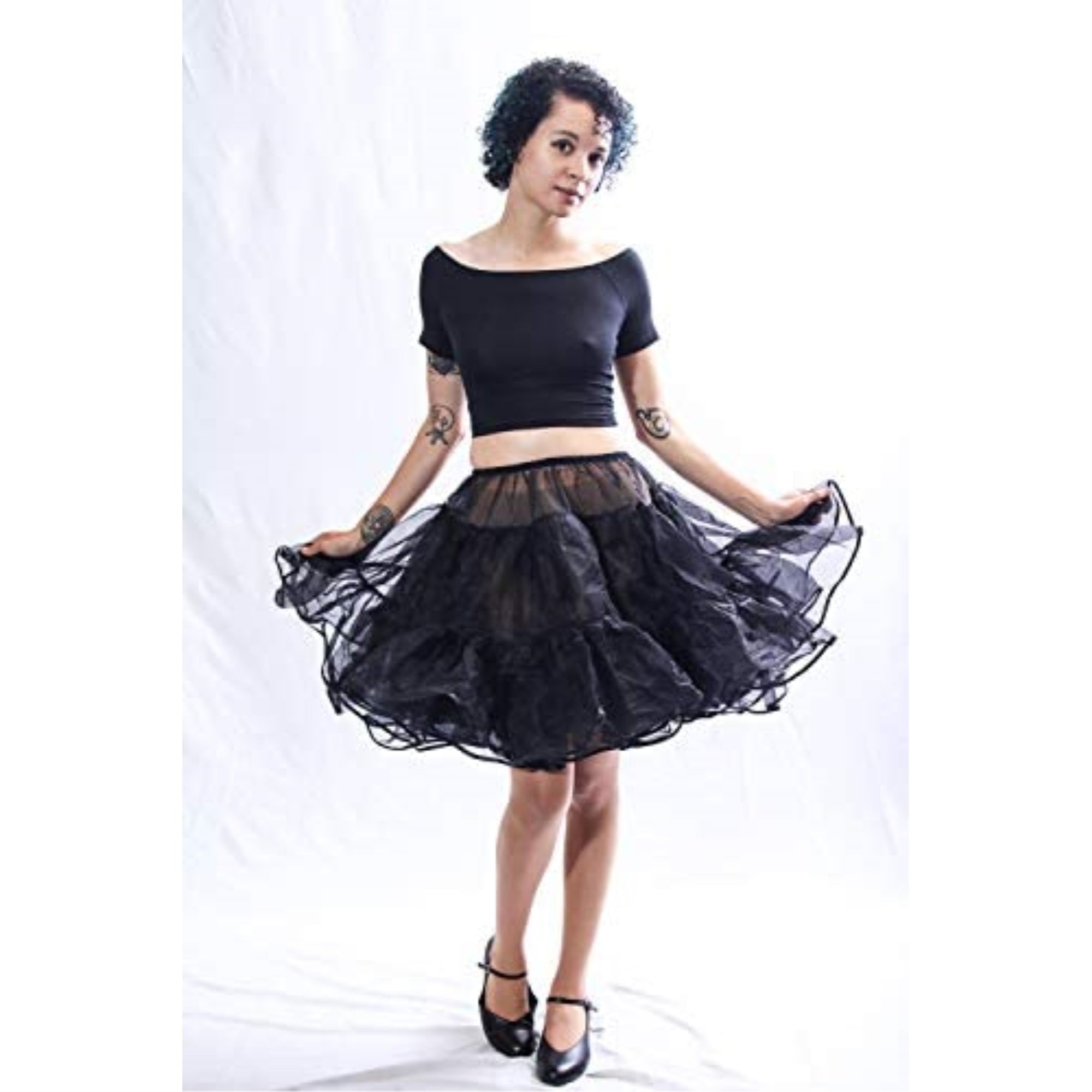 416 Woman Sexy Knee length Petticoat for Halloween-Black