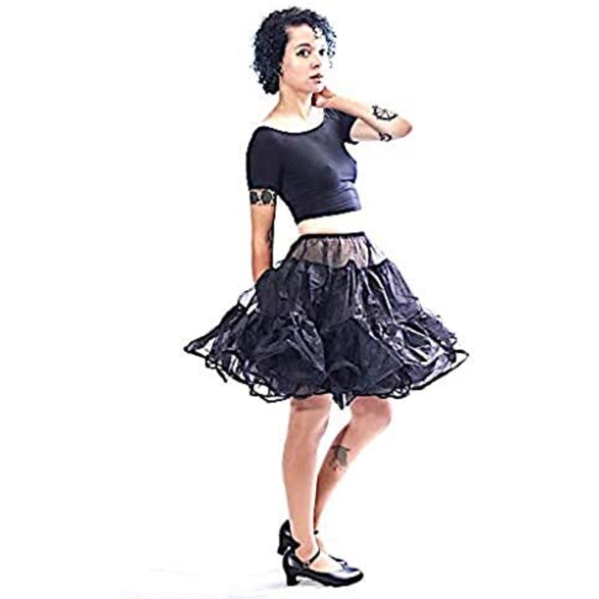 416 Woman Sexy Knee length Petticoat for Halloween-Black