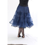 417 Women's Sexy Tea Length Petticoat for Poodle -Navy Blue