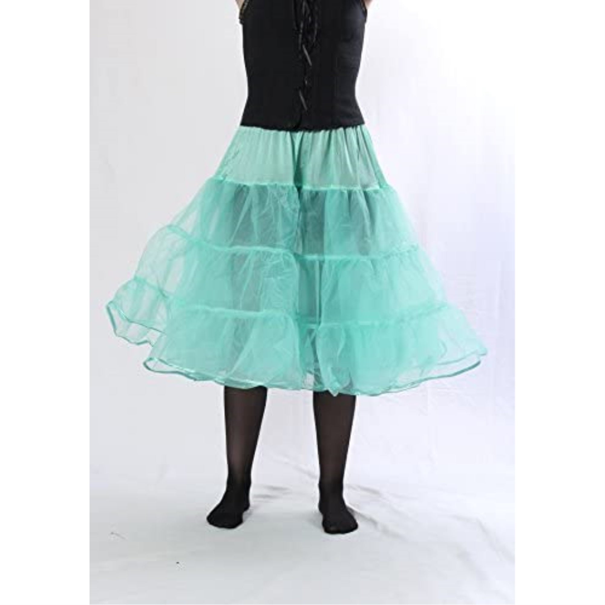 Women's Sexy Tea Length Petticoat for Poodle -Turquoise