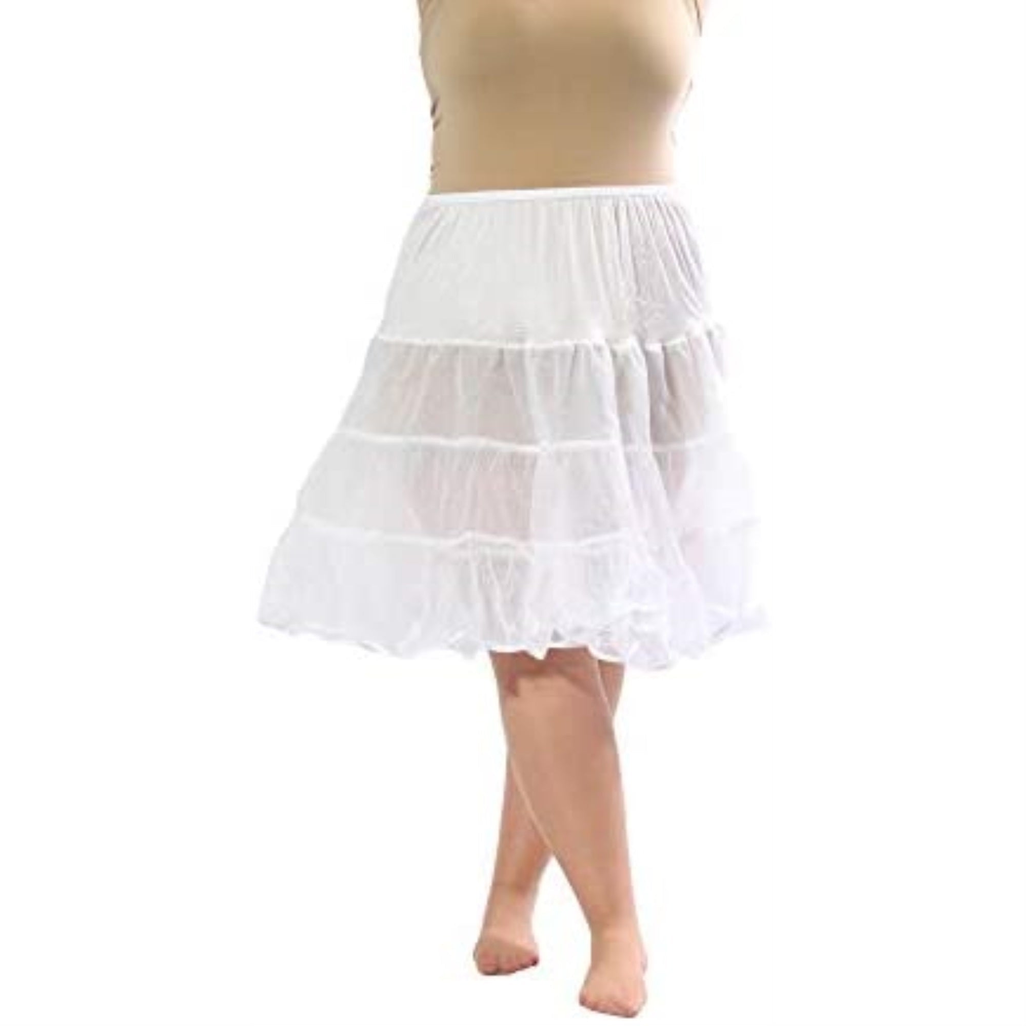 417 Women's Sexy Tea Length Petticoat-White