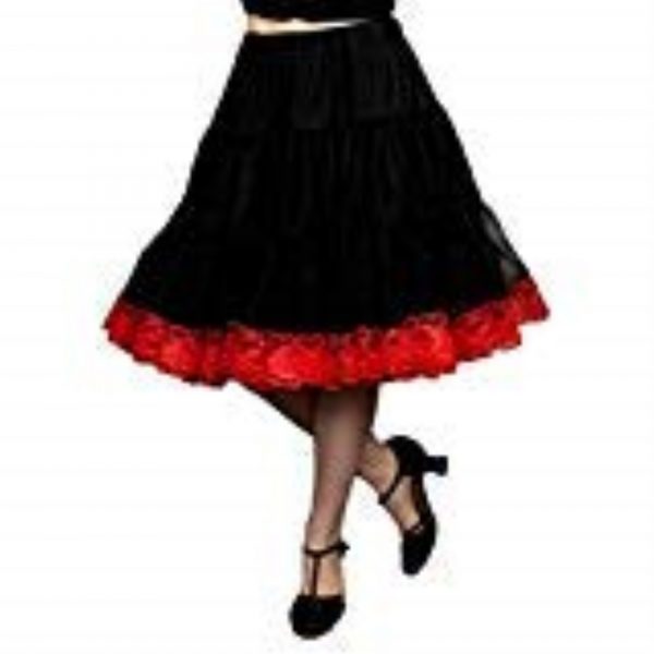 Zooey Luxury Chiffon Adult Petticoat - Black/Red