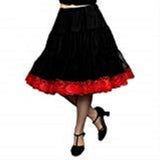 Zooey Luxury Chiffon Adult Petticoat Slip-Black/Red Chiffon