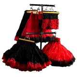 Zooey Luxury Chiffon Adult Petticoat Slip-Black/Red Crystalline