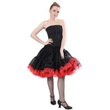 Zooey Luxury Chiffon Adult Petticoat Slip-Black/Red Crystalline