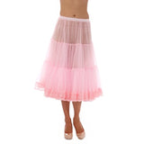 Tea Length Chiffon Crinoline Petticoat Slip with Lace- Pink