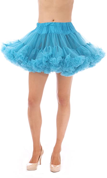 Alyse Luxury Chiffon Adult Petticoat Slip with Adjustable Waist & Length-Peacock Blue