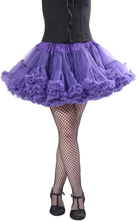 Alyse Luxury Chiffon Adult Petticoat Slip with Adjustable Waist & Length-Purple